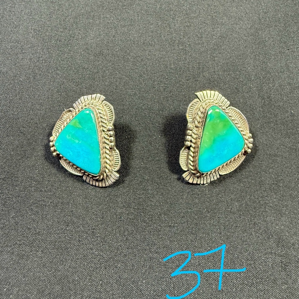PRICE FIRM • NWOT* Bennie Ration Native American sterling turquoise earrings